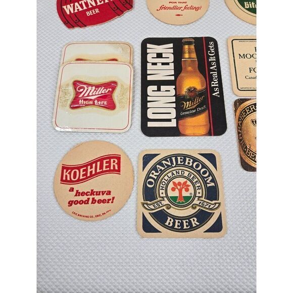 Vintage 70s 80s Beer Coasters lot 12 Piece Collection Breweriana Bar Man Cave - Picture 2 of 6